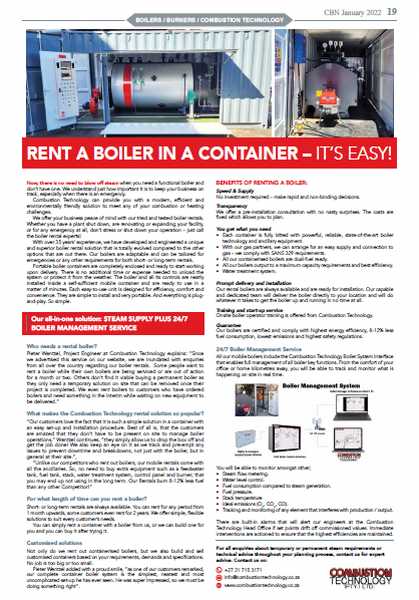 CAPE BUSINESS NEWS – MOBILE CONTAINER BOILER FEATURE