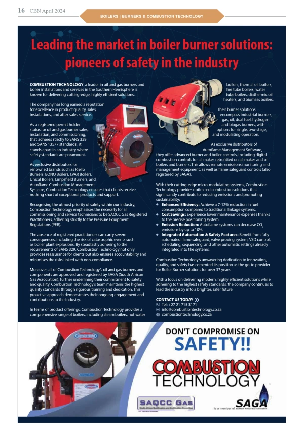 CAPE BUSINESS NEWS – LEADING THE MARKET IN BOILER BURNER SOLUTIONS: PIONEERS OF SAFETY IN THE INDUSTRY